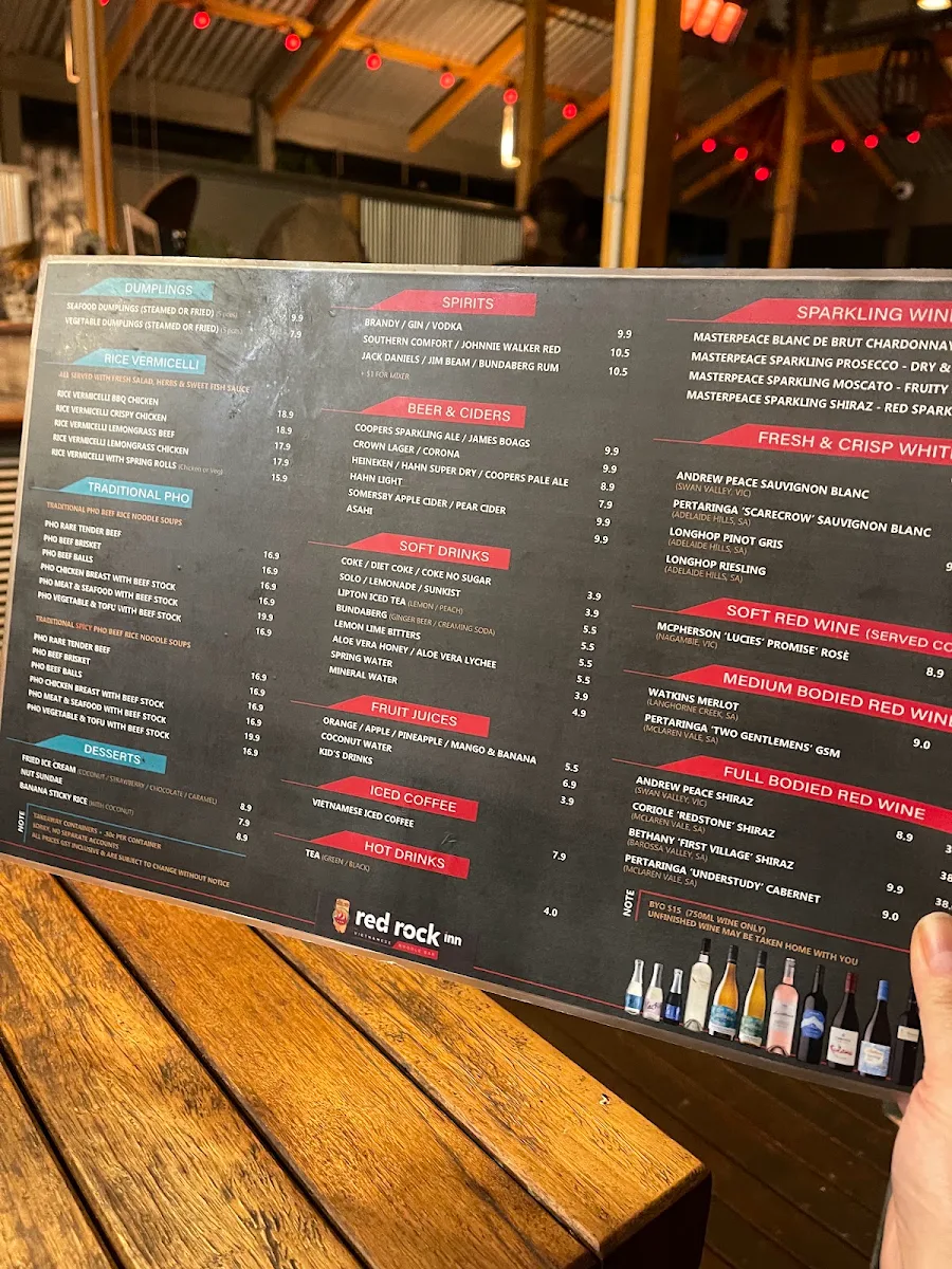 Menu, Red Rock Noodle Bar