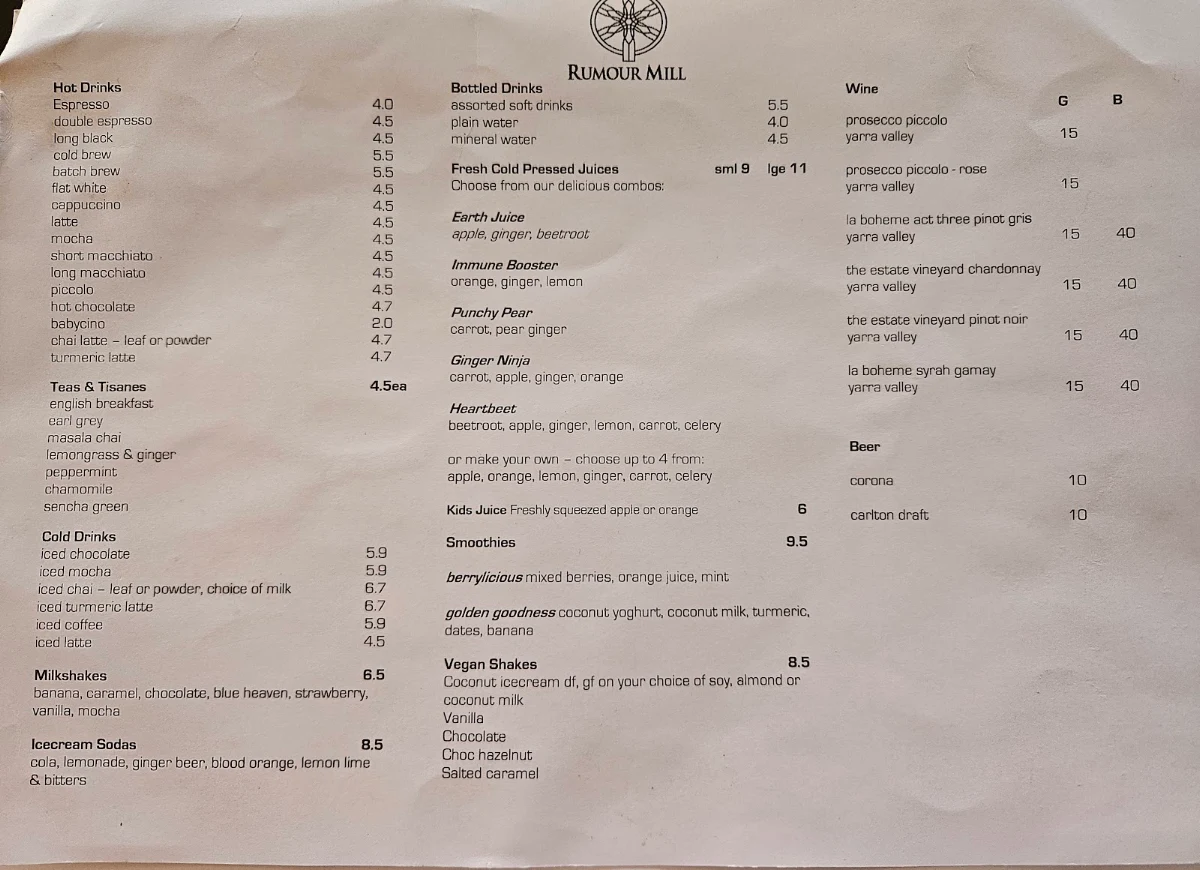 Menu, Rumour Mill