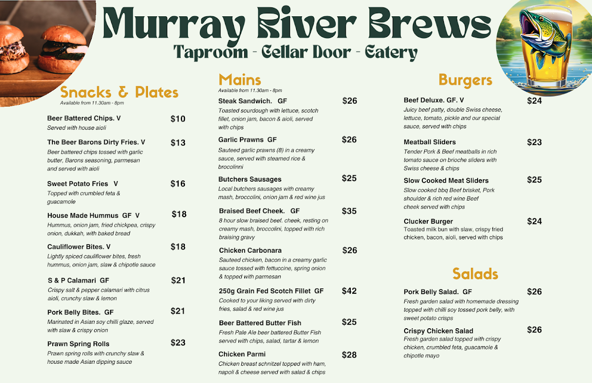 Menu, Murray River Brews