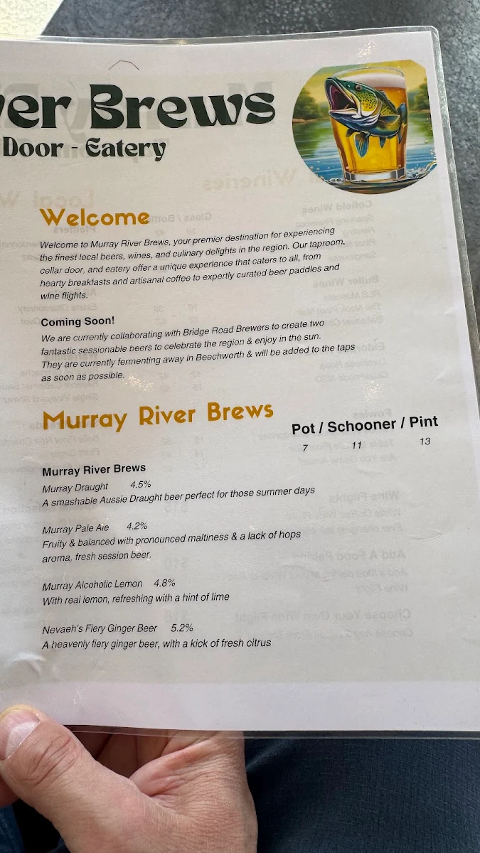 Menu, Murray River Brews