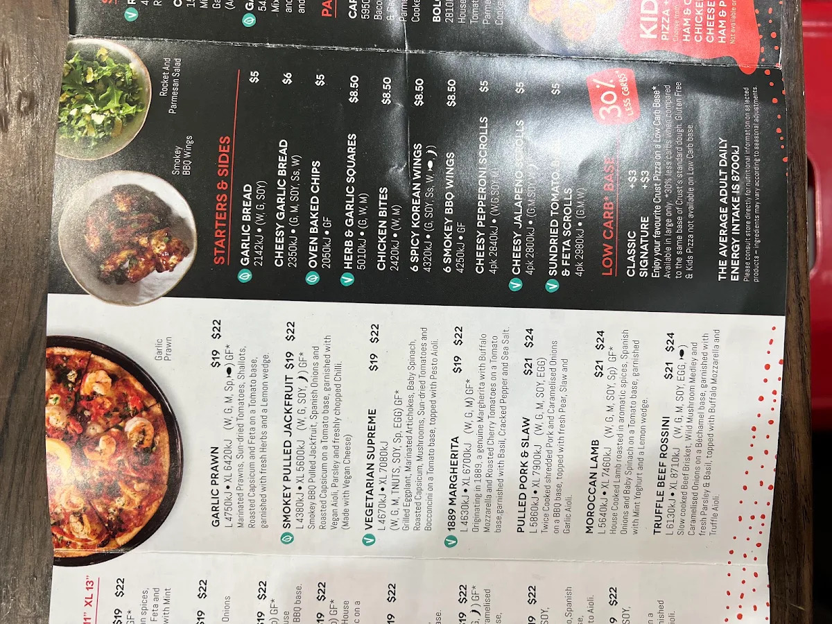 Menu, Crust Pizza Blacktown