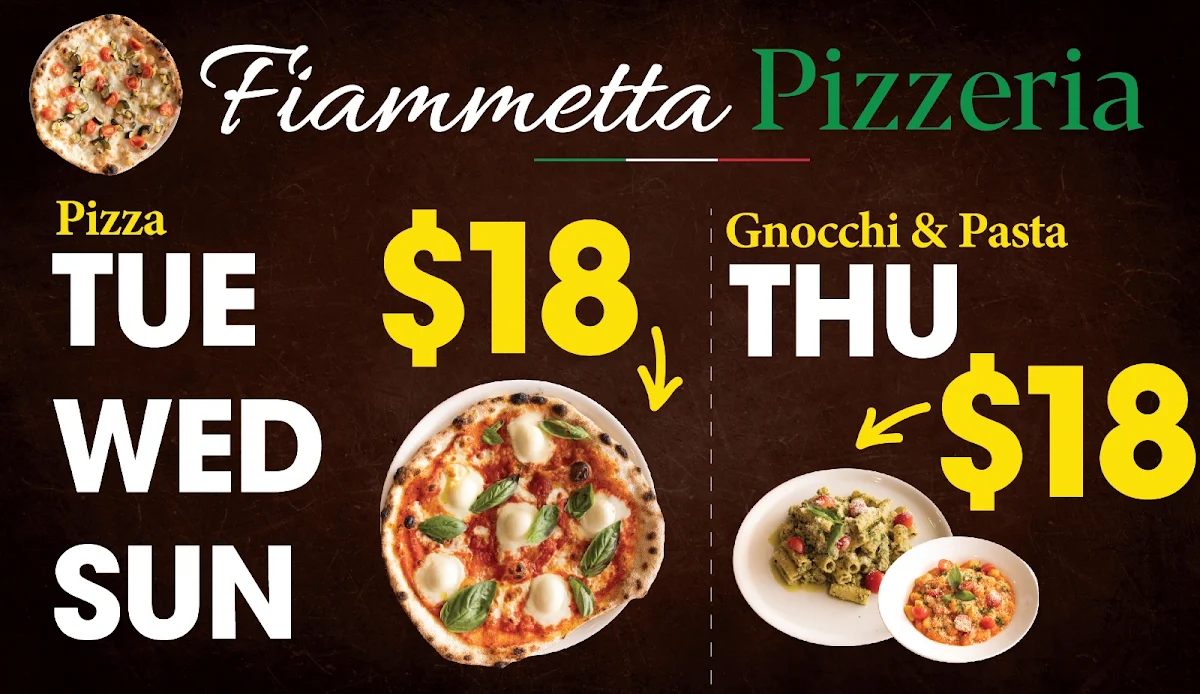 Menu, Fiammetta Pizzeria