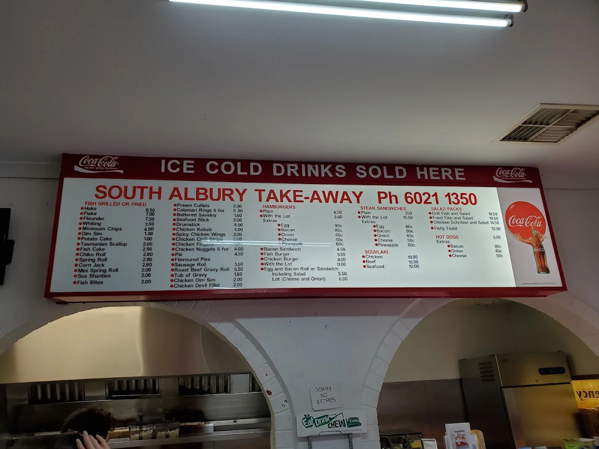 Menu, South Albury Take Away