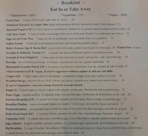 Menu, Bella Cosi