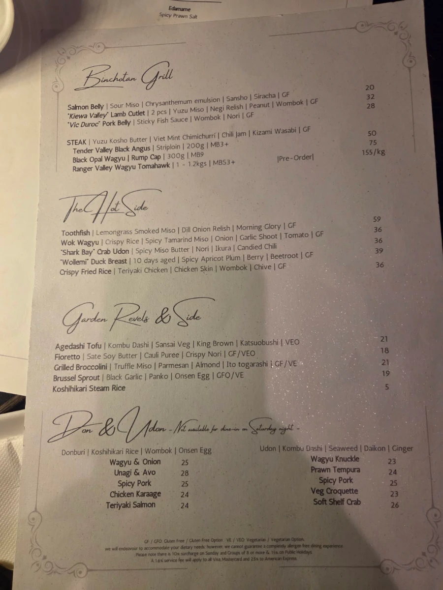 Menu, Kaiza Newtown | Japanese Restaurant