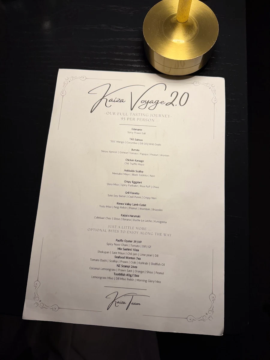 Menu, Kaiza Newtown | Japanese Restaurant