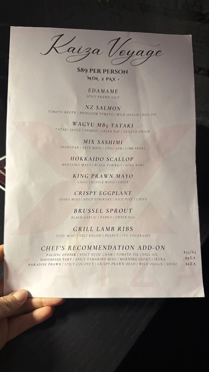 Menu, Kaiza Newtown | Japanese Restaurant