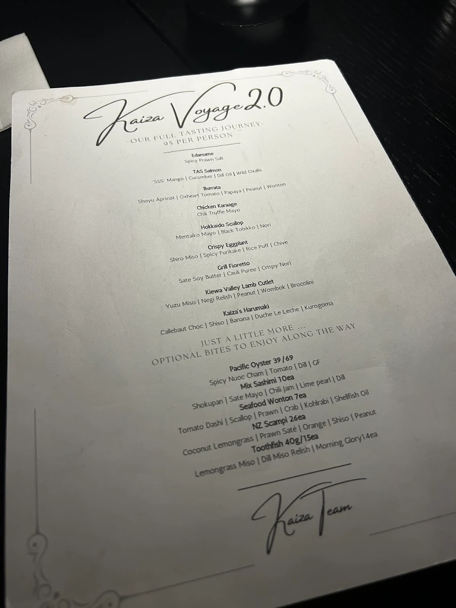 Menu, Kaiza Newtown | Japanese Restaurant