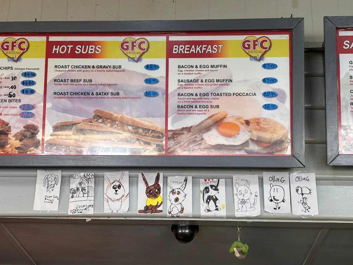Menu, Pyrenees Pies & Takeaway