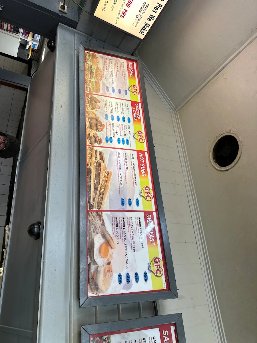 Menu, Pyrenees Pies & Takeaway