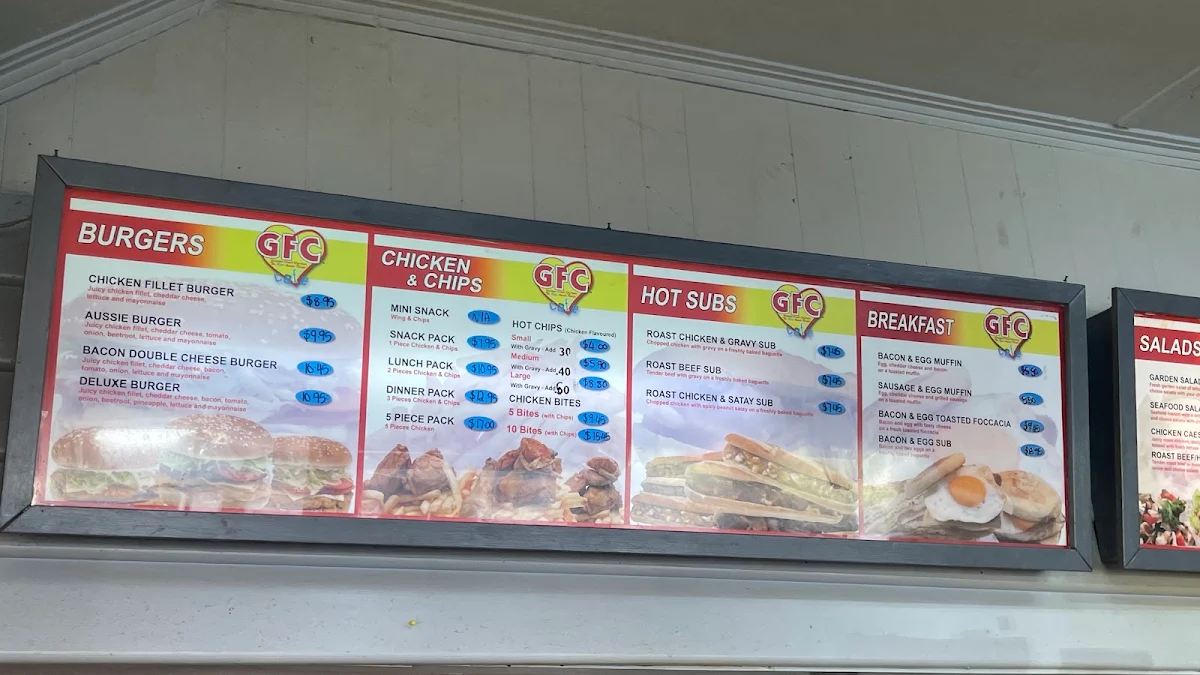 Menu, Pyrenees Pies & Takeaway