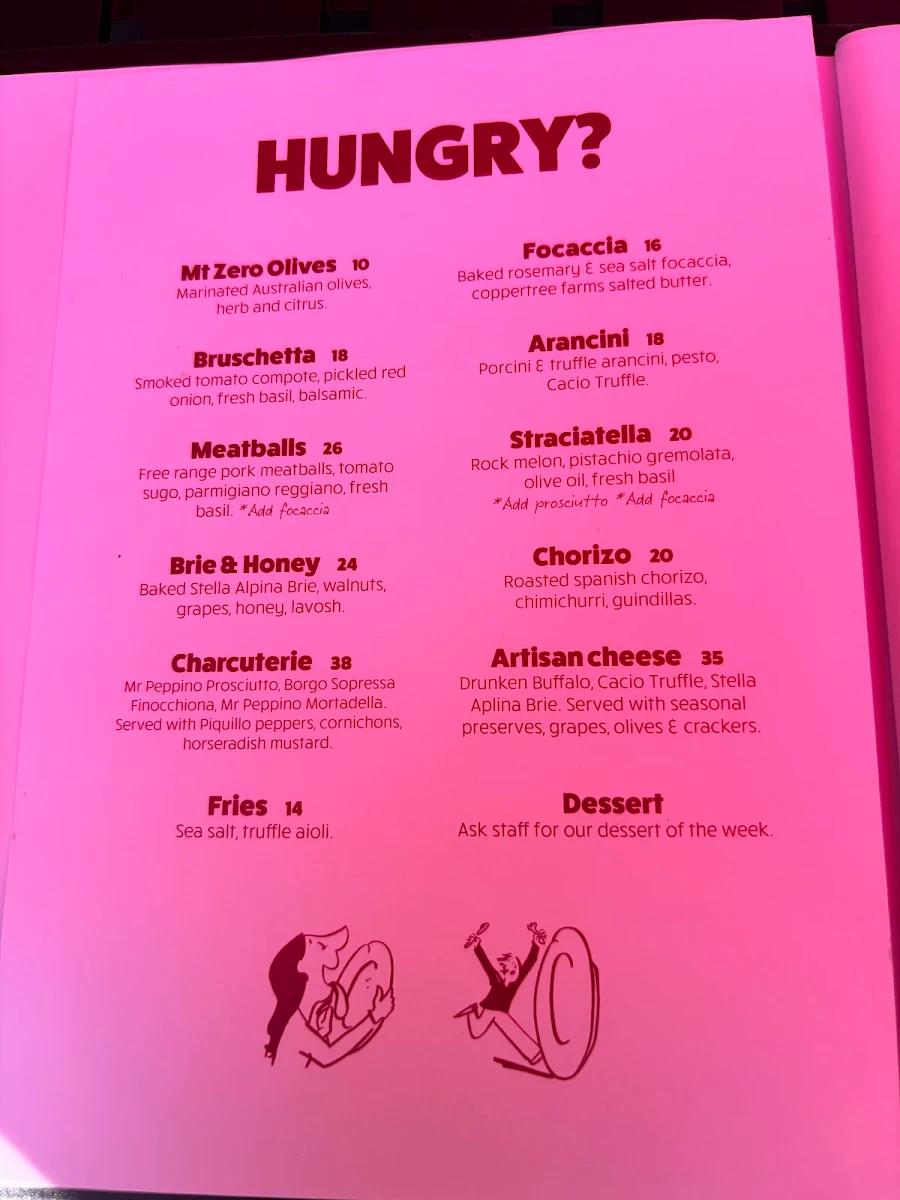 Menu, Corked Wine Bar Werribee