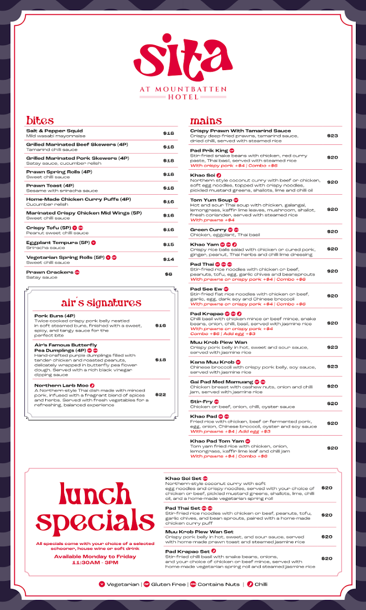 Menu, Mountbatten Hotel