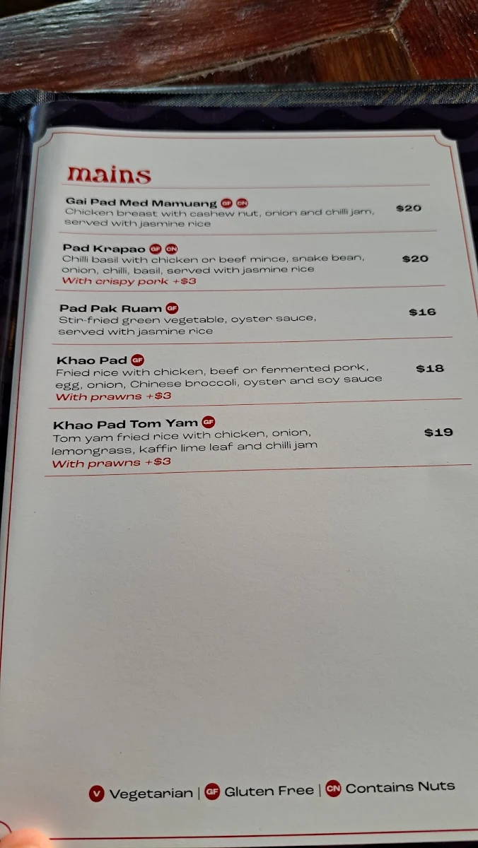 Menu, Mountbatten Hotel