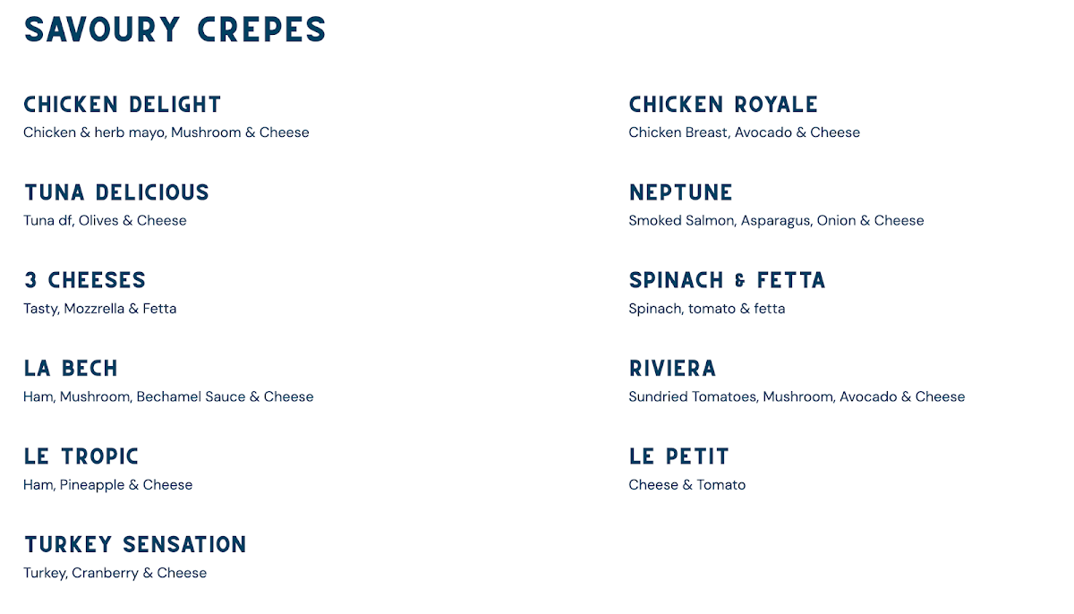 Menu, DeFrance Macarthur Square