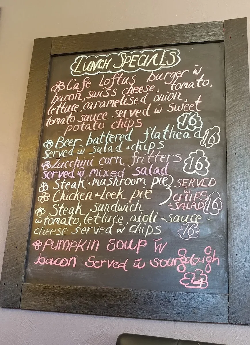 Menu, Cafe Loftus