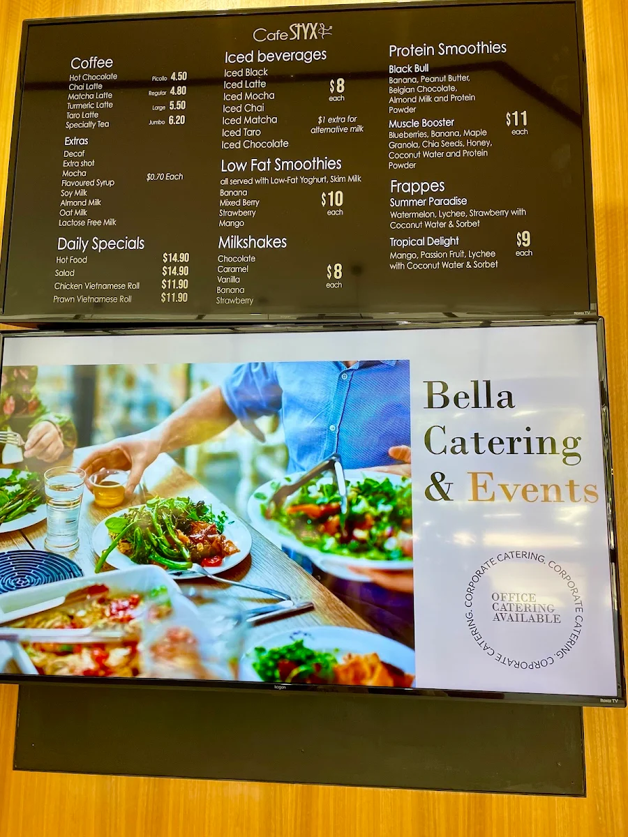 Menu, Styx Cafe