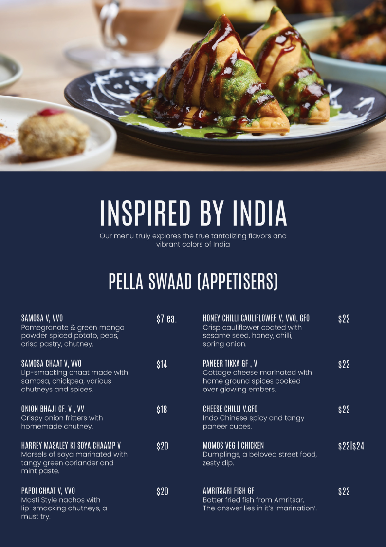 Menu, Masti Indian Restaurant Melbourne