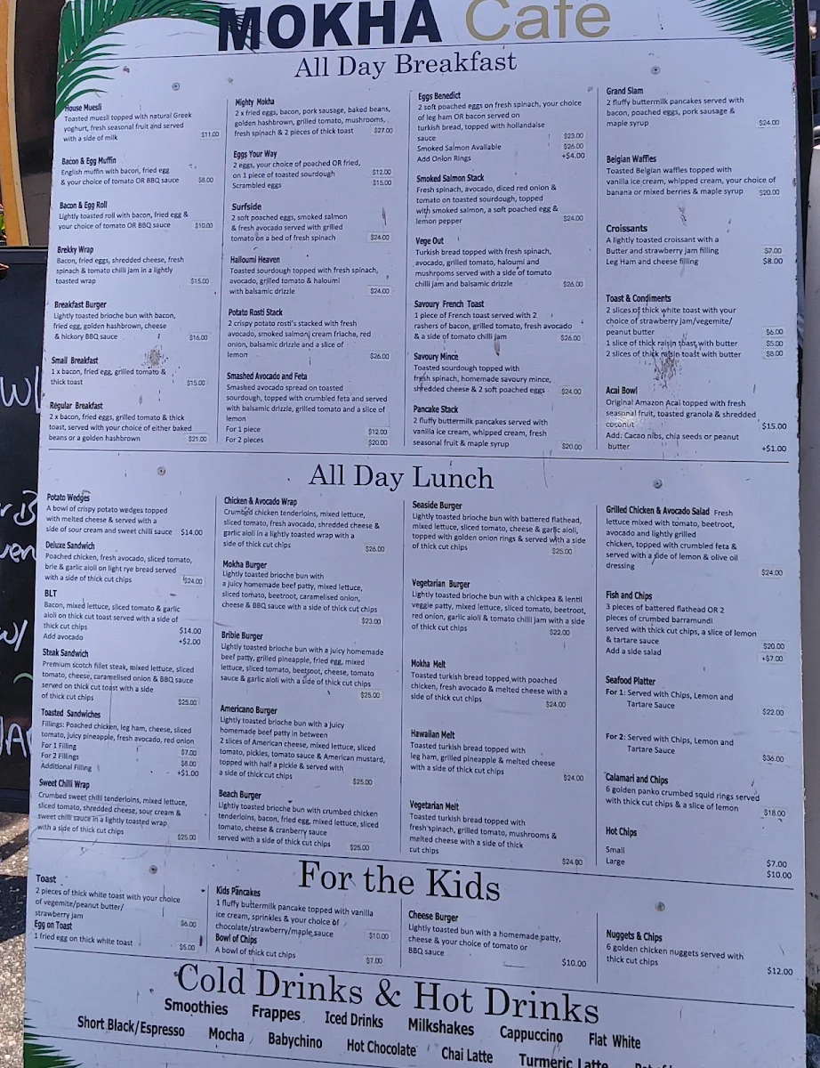 Menu, Mokha Cafe Woorim
