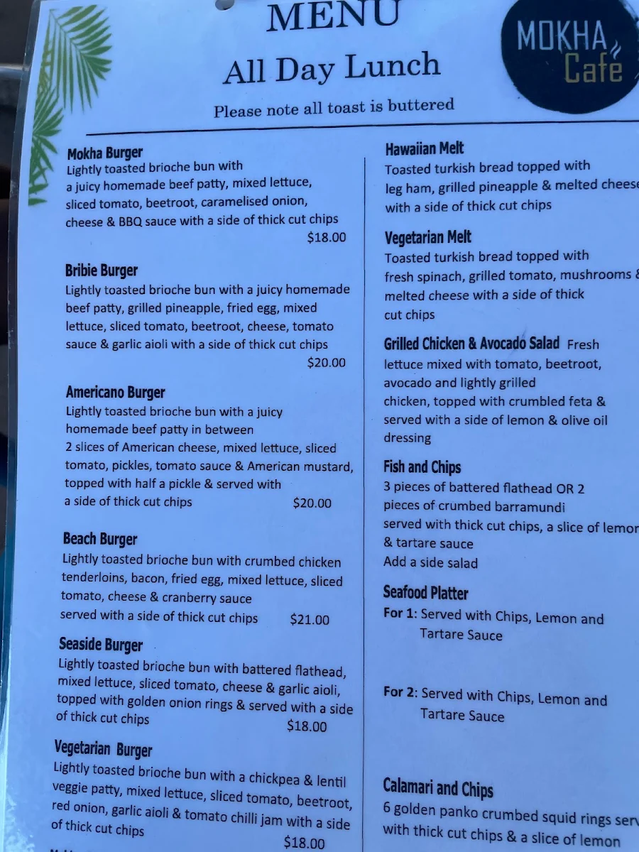 Menu, Mokha Cafe Woorim