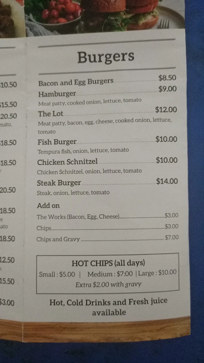 Menu, Kingston Bakery Cafe (Margaret River)