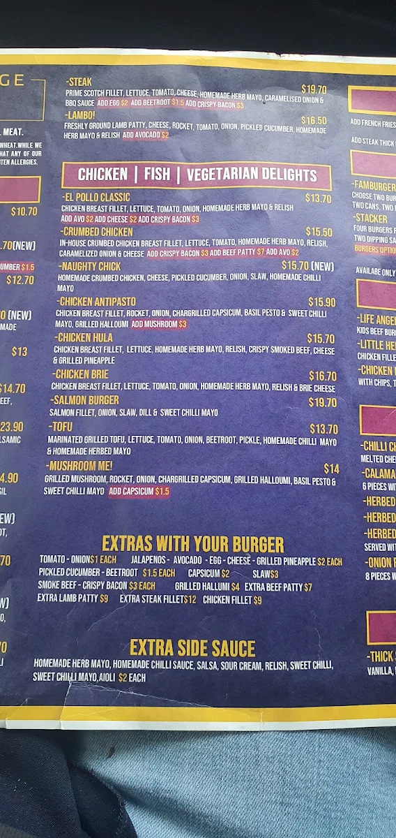 Menu, The Burger Lounge