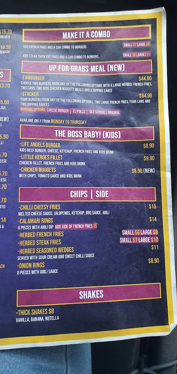 Menu, The Burger Lounge