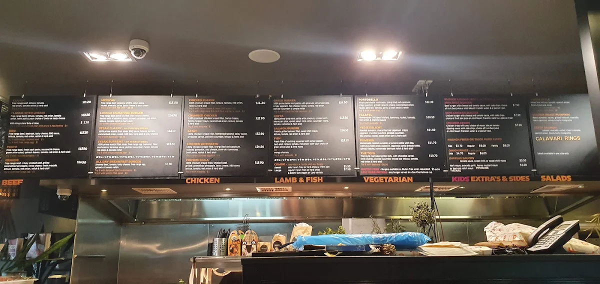 Menu, The Burger Lounge