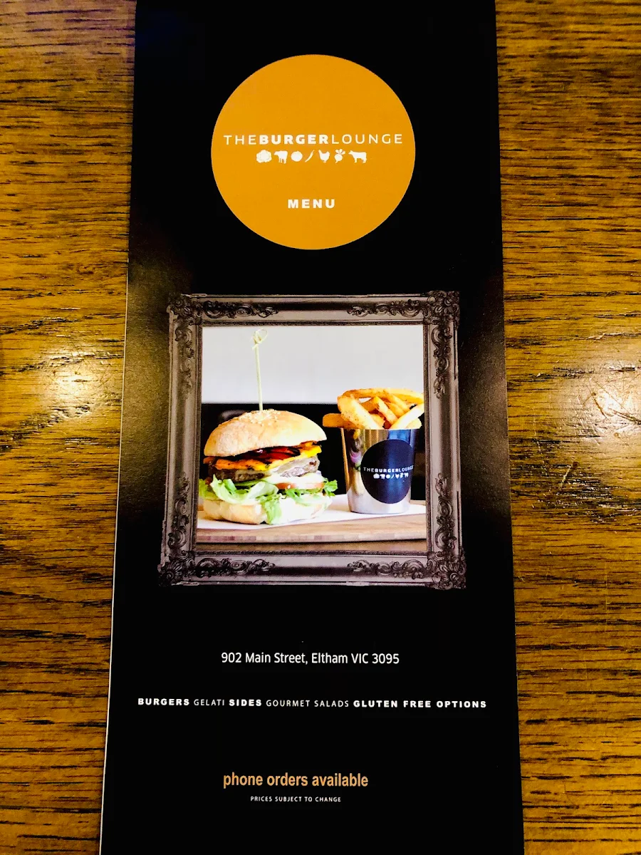 Menu, The Burger Lounge