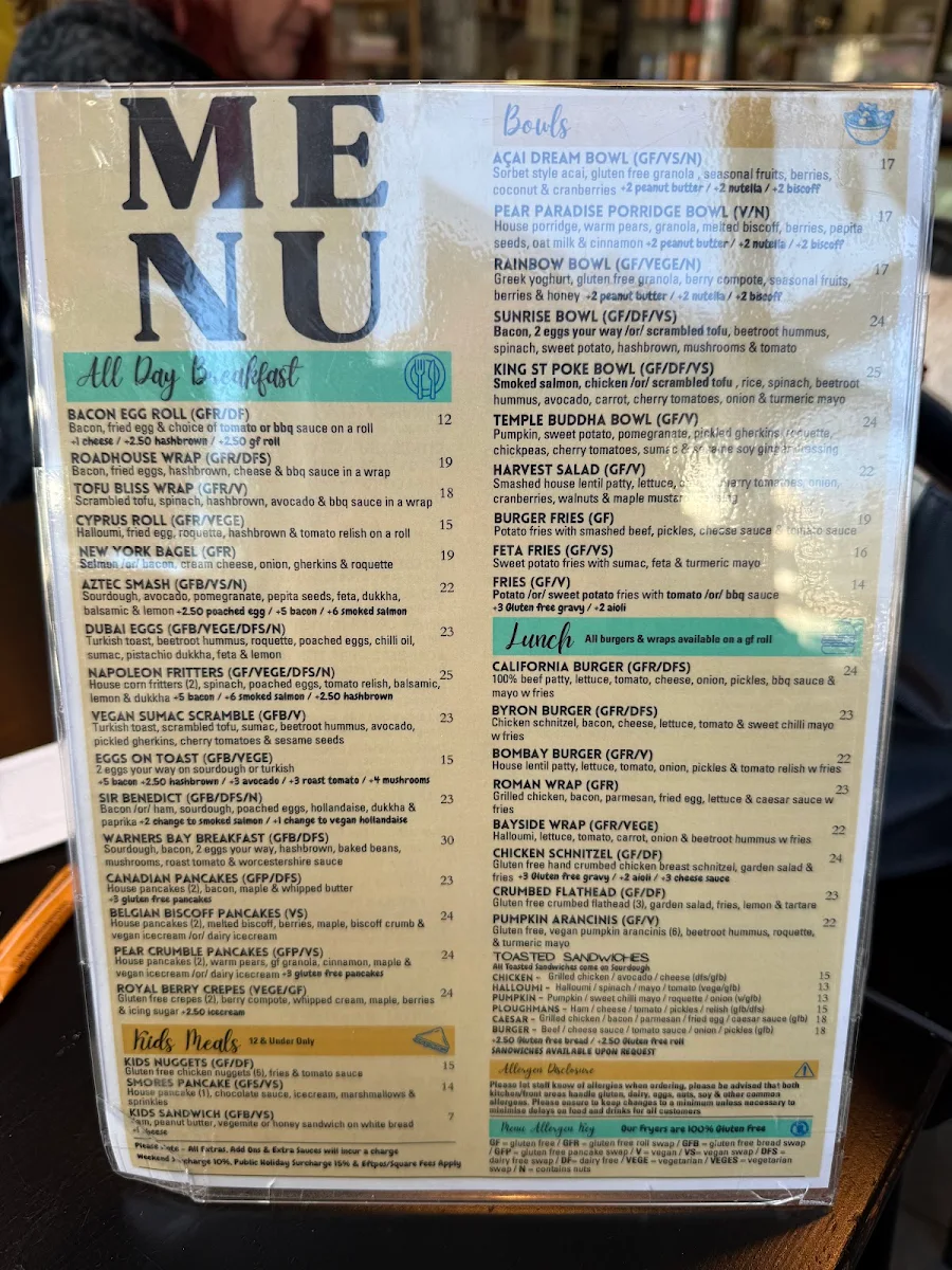 Menu, Cafe Napoleon