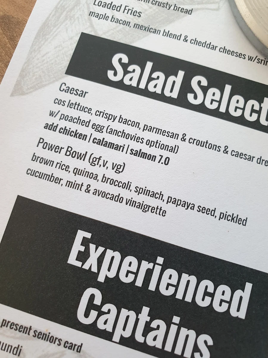 Menu, Dublin Docks Tavern