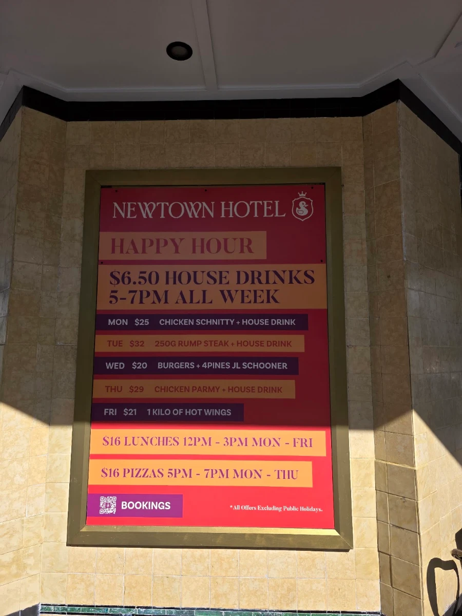 Menu, The Newtown Hotel