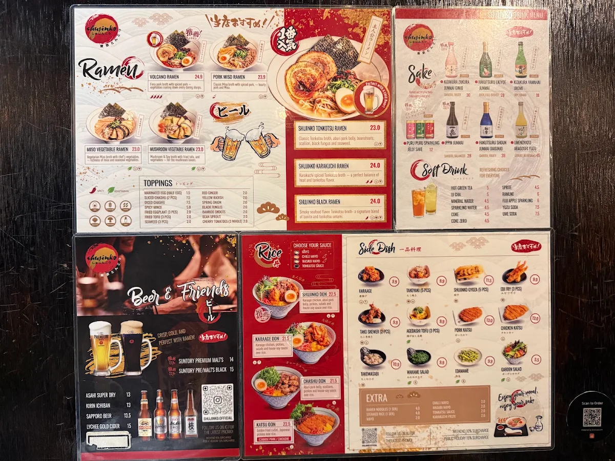 Menu, Shujinko Ramen Russell