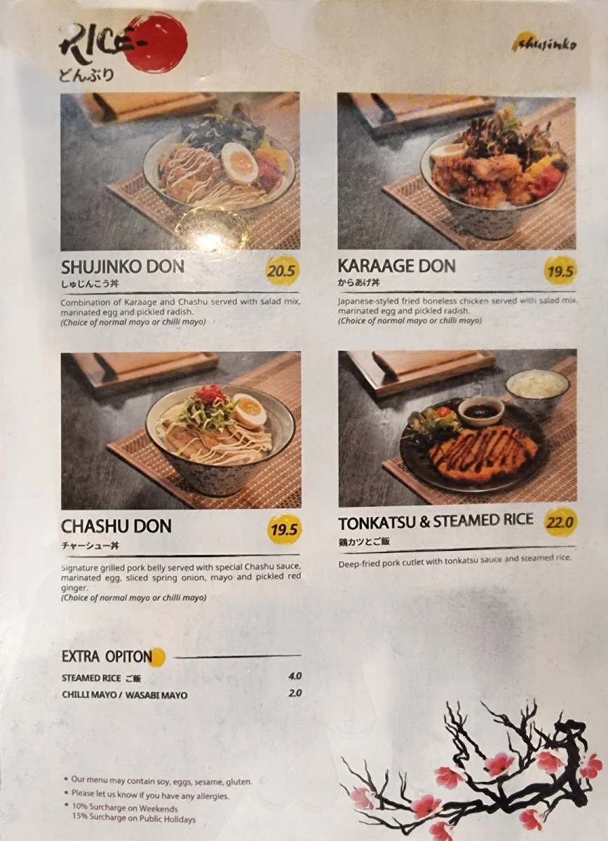 Menu, Shujinko Ramen Russell