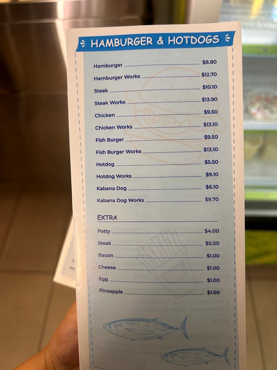 Menu, Lanny’s Fish and Chips Takeaway