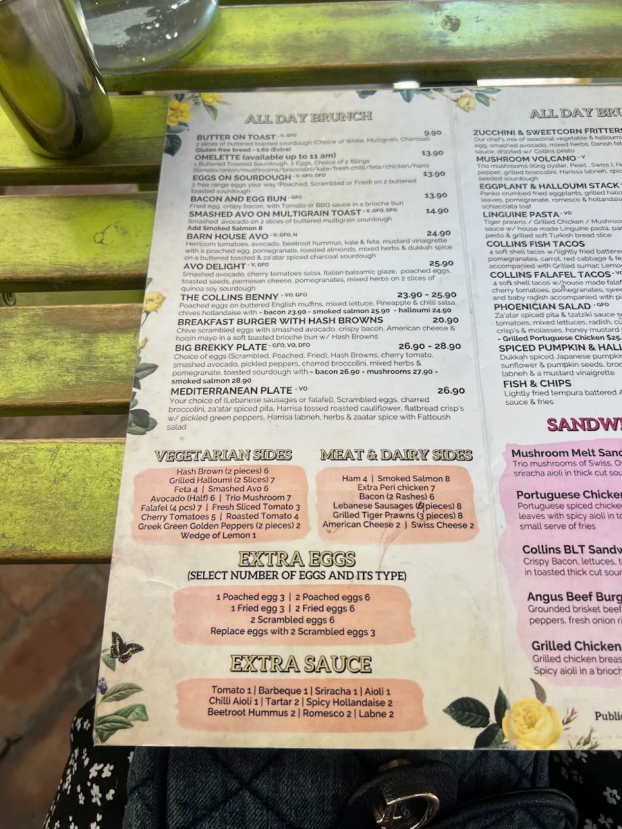 Menu, Lil Miss Collins Parramatta