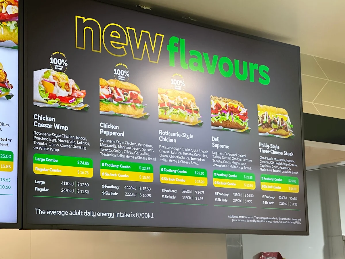 Menu, Subway® Aspley