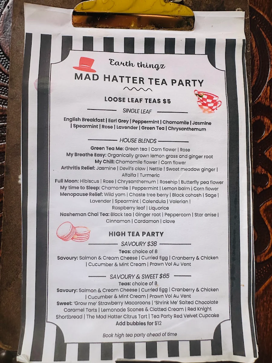 Menu, Earth Thingz