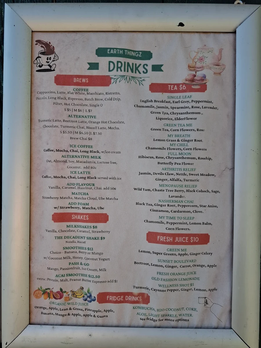 Menu, Earth Thingz