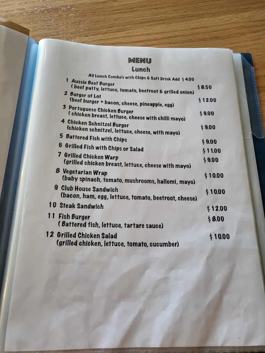 Menu, The Coffee House Allawah