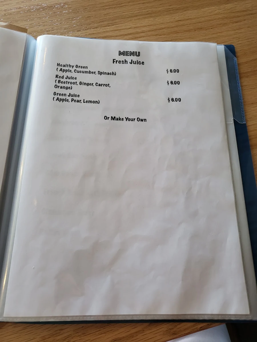 Menu, The Coffee House Allawah