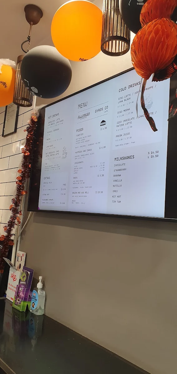 Menu, GYROS CO Specialty Coffee