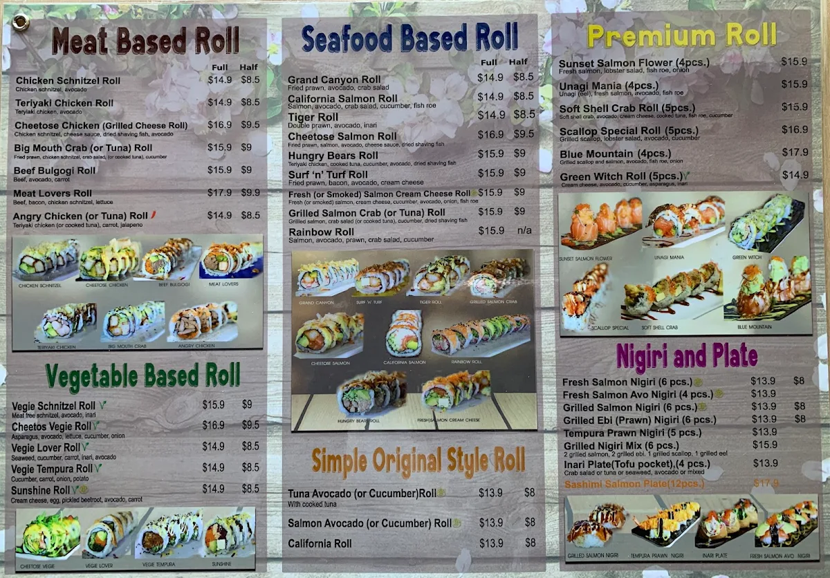 Menu, Hungry Bears