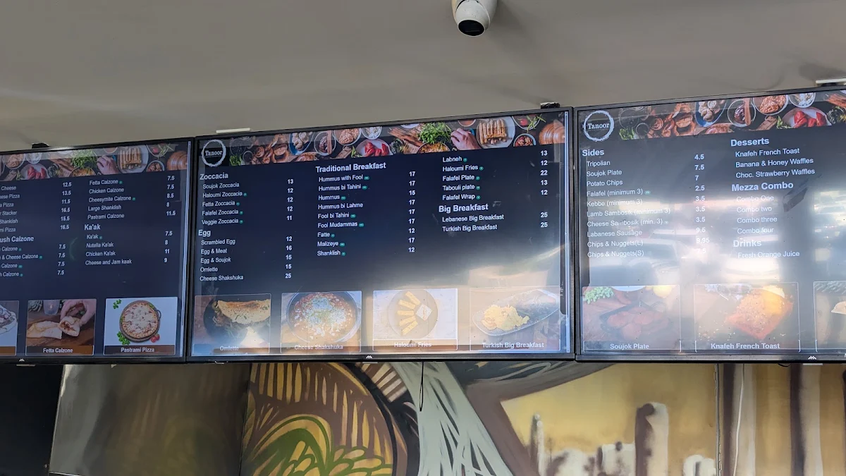 Menu, Tanoor