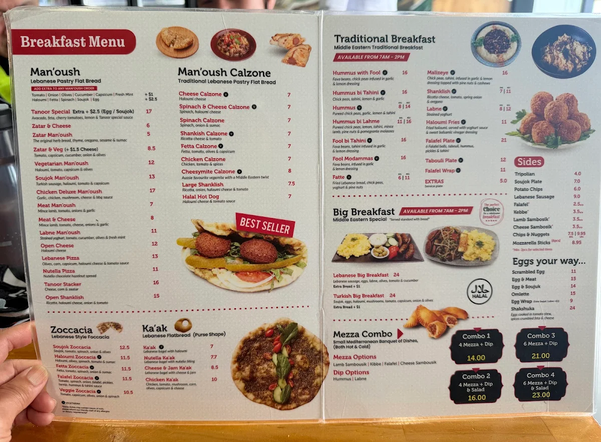 Menu, Tanoor