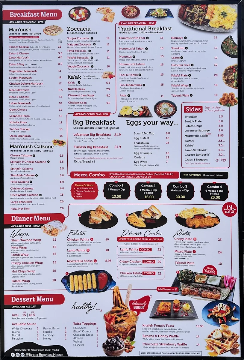 Menu, Tanoor