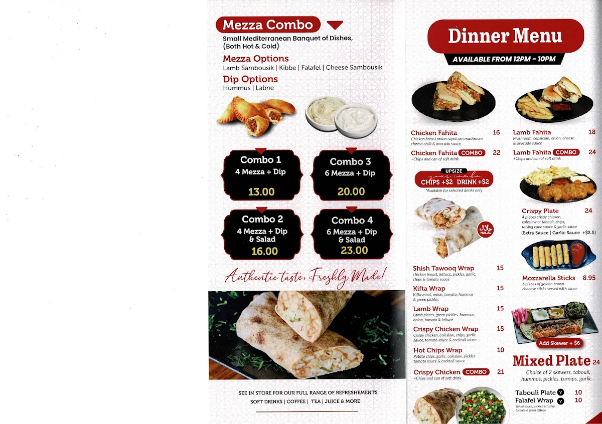 Menu, Tanoor