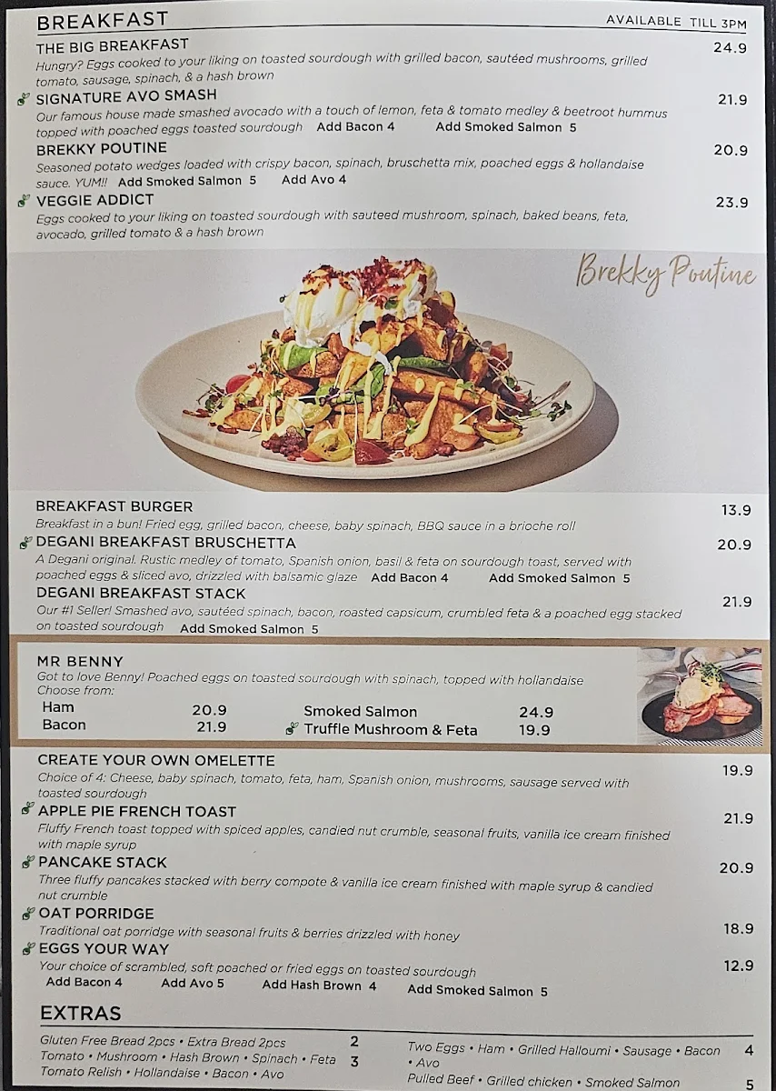 Menu, Degani Bentons Square