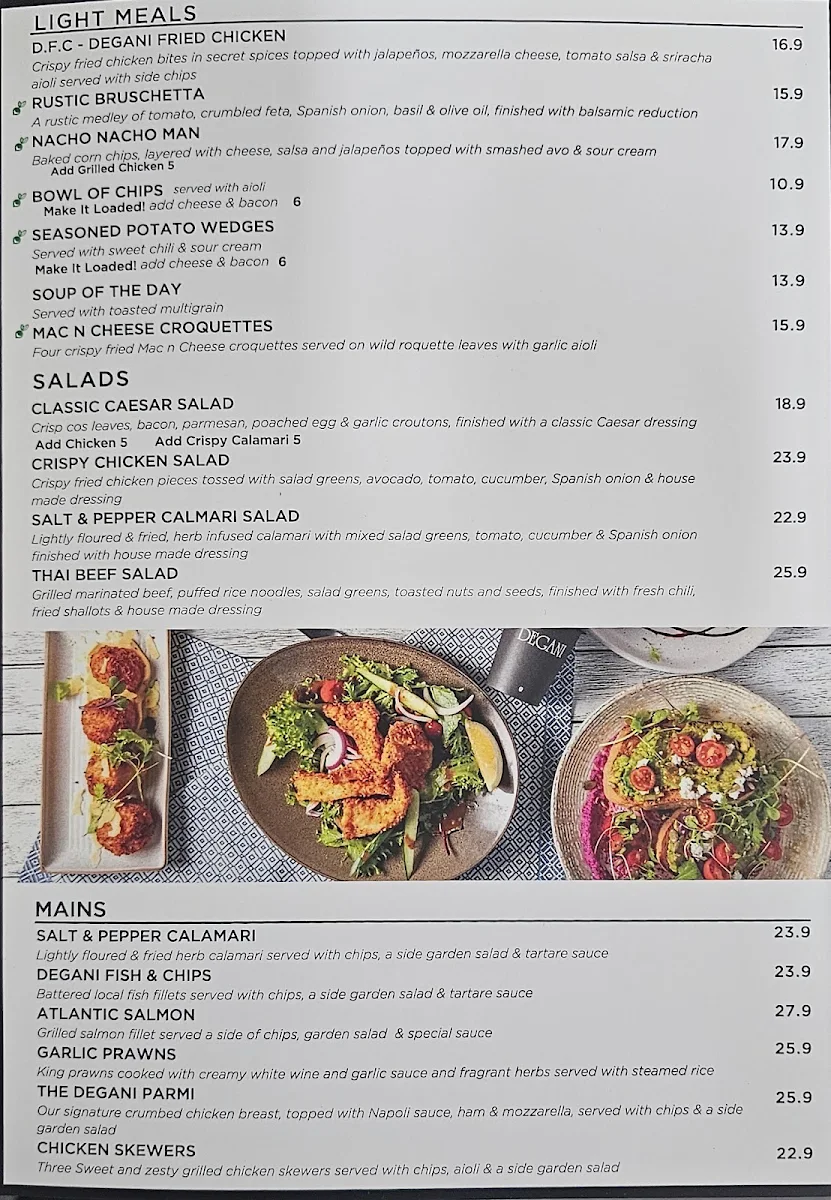 Menu, Degani Bentons Square