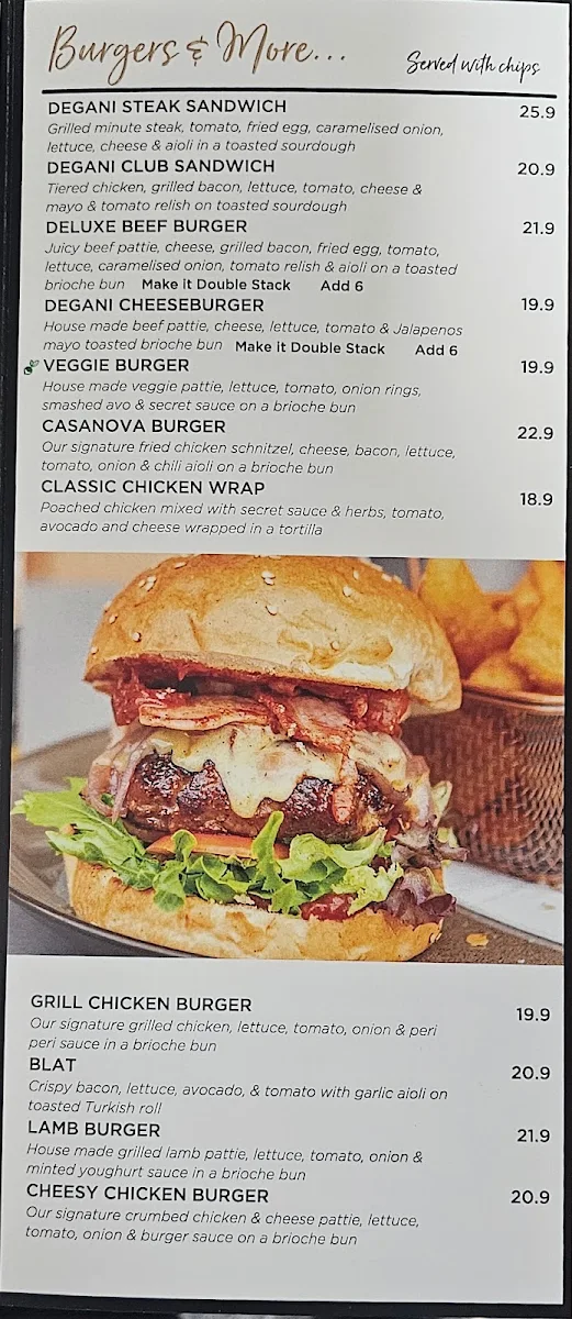 Menu, Degani Bentons Square